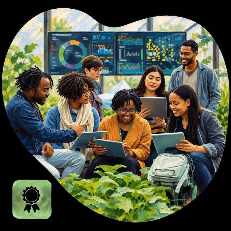 Students using CropSense AI for agricultural research